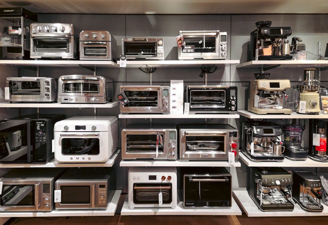 Home appliance store aisle with products on display