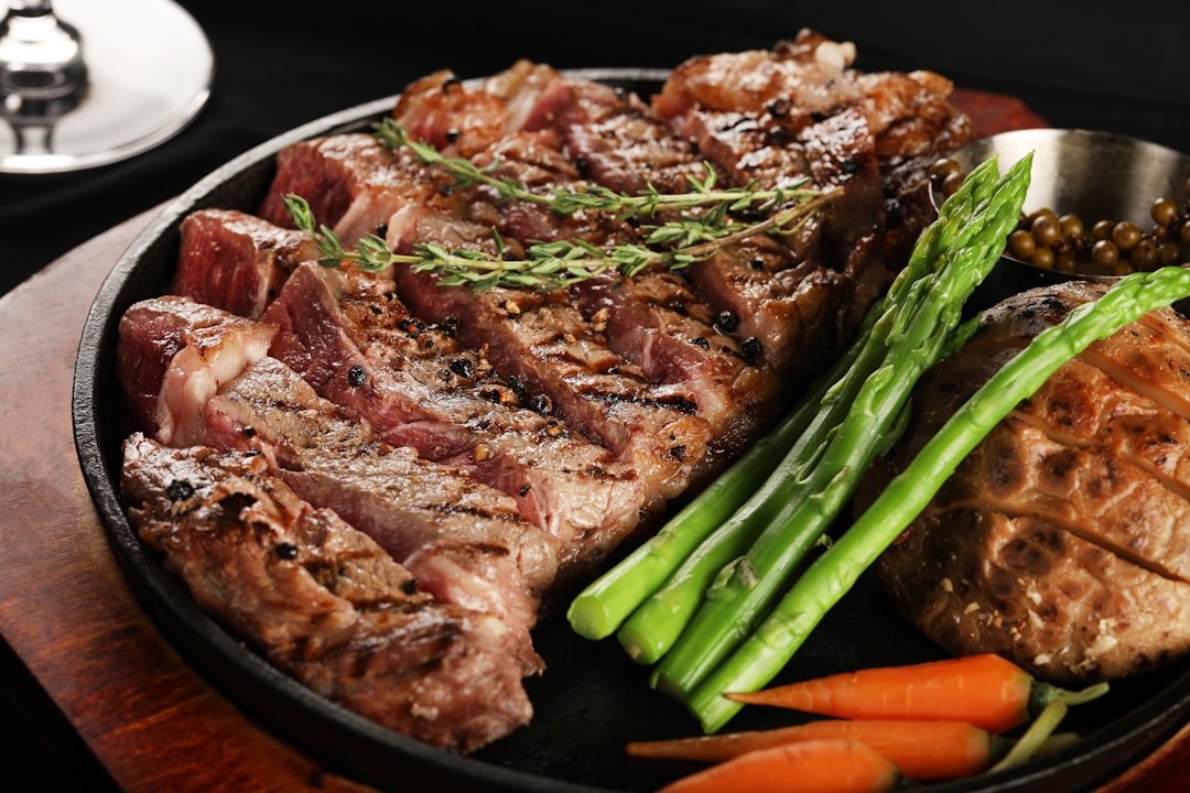 Grilled steak dinner similar to Beefeater's classic grill menu