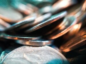 Close-up macro photo of pennies