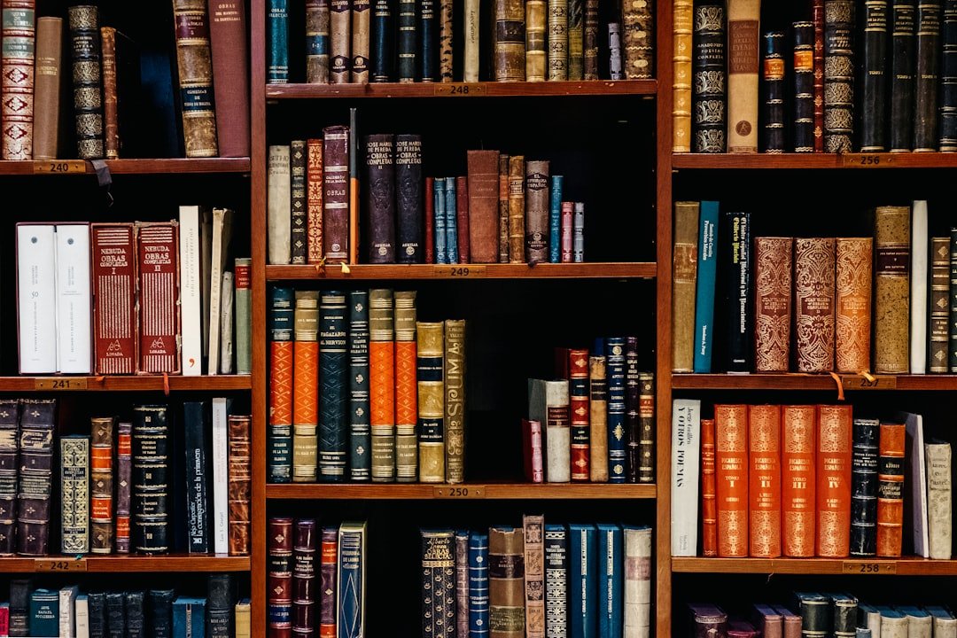 Library shelves representing encyclopedic knowledge similar to Wikipedia's mission